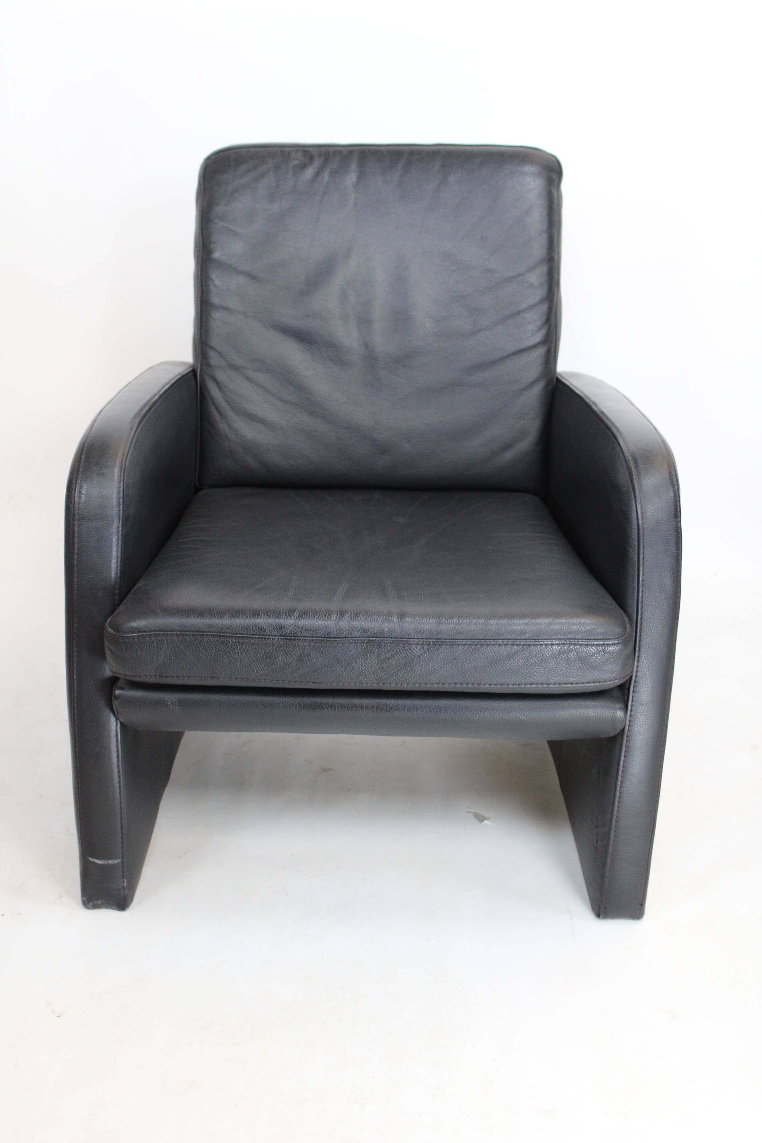 Black leather armchair 1970 Germany