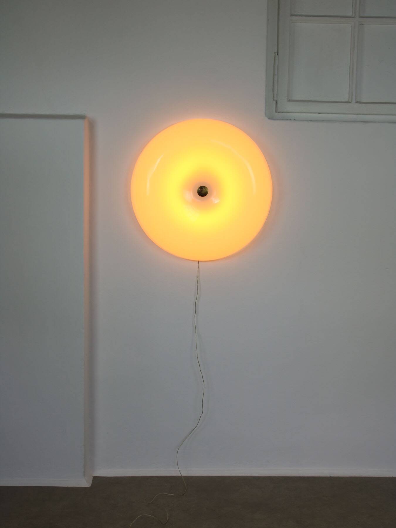 Large Mid Century Modern Italian Plexiglass and Brass Wall Lamp