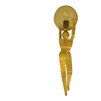 Wall lamp in gold glass, figurative, artisanal style Murano.