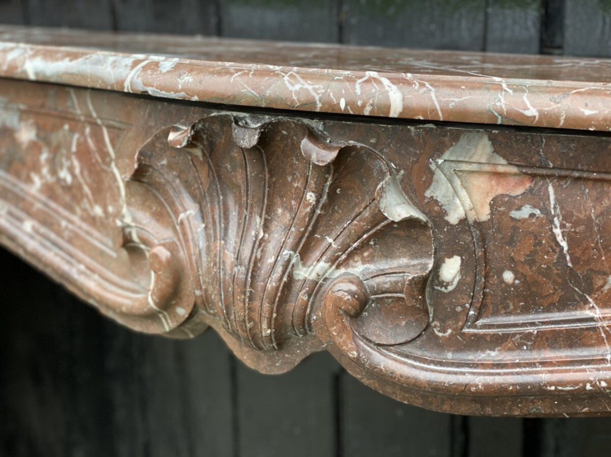 Fireplace Louis XV In Marble Of Rances XVIIIth Century