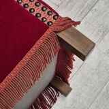 1970s, Danish drop arm "Spanish" sofa, original condition, cherry red furniture velour.