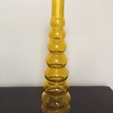 Series of 3 green and yellow glass vases