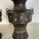 Pair of antique cloisonné bronze vases, China or Japan circa 1900-1930.