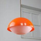 Italian space age orange plexiglass pendant lamp, 1970s