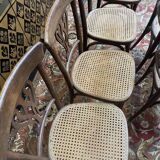 Set of 7 Baumann / Thonet / Fischel caned bistro chairs