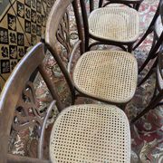 Set of 7 Baumann / Thonet / Fischel caned bistro chairs