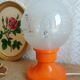 Retro orange table lamp and 70s glass globe