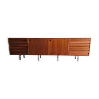 Rosewood and aluminum row by Osvaldo Borsani for Tecno - design Italy 1960