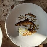 11 dinner plates, one large oval dish, and one gravy boat.