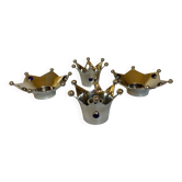 Four cabochon crown candle holders