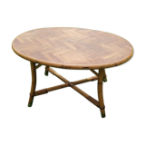 Rattan coffee table marquetry 1960