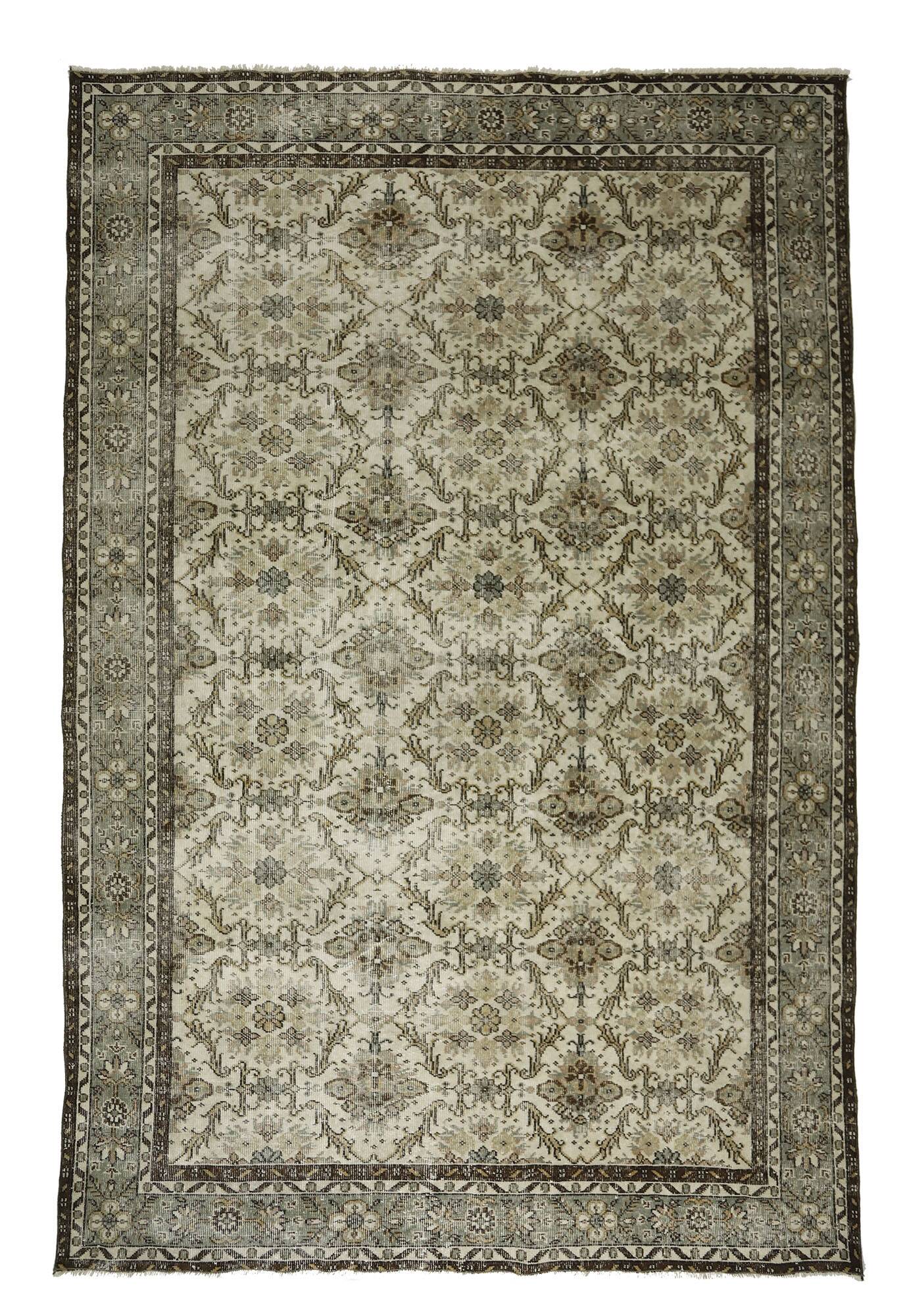 Grand Tapis Oushak Vintage à Motifs Orientaux – Laine 100 % – 320 × 210 cm
