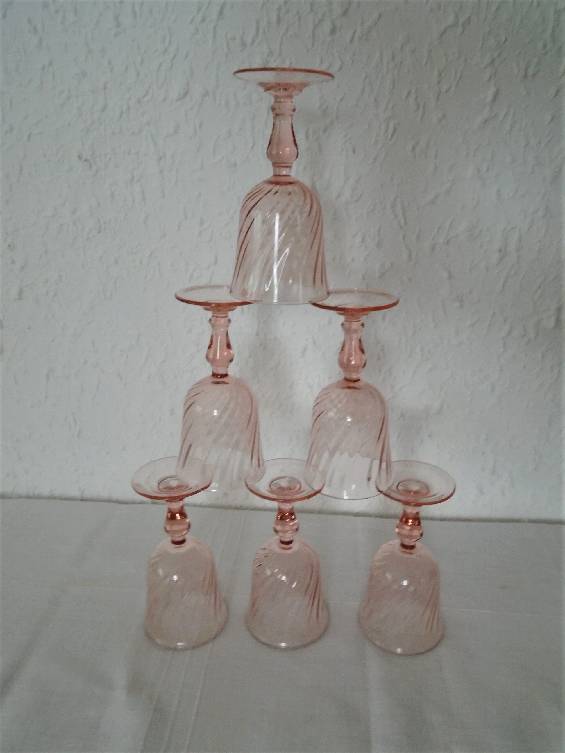 12 rose pink rosaline glasses France - 6 H 14.5 cm - 6 H 12.5 cm