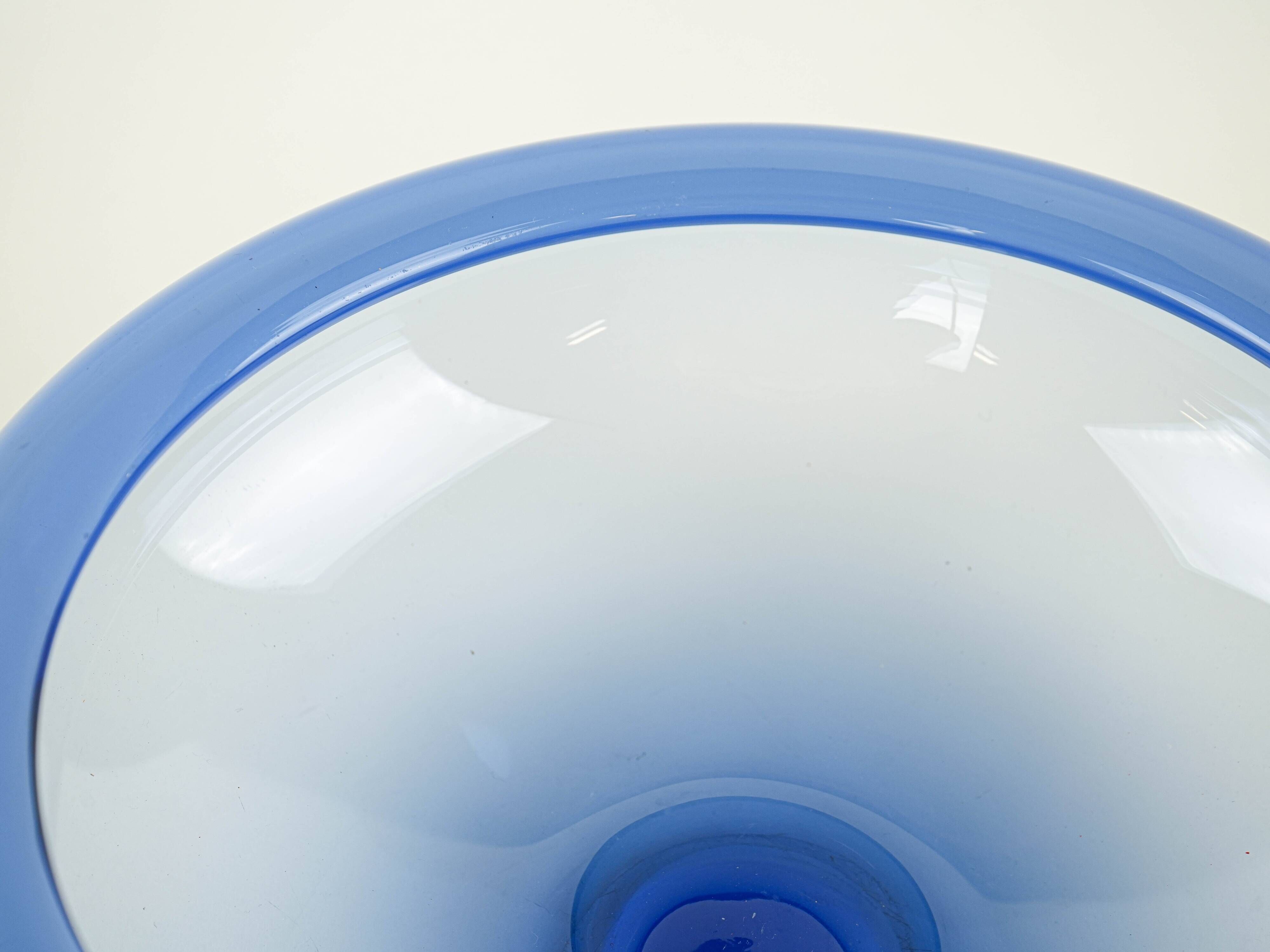 Blue glass bowl, Danish design, 1970s, manufactured by Holmegaard