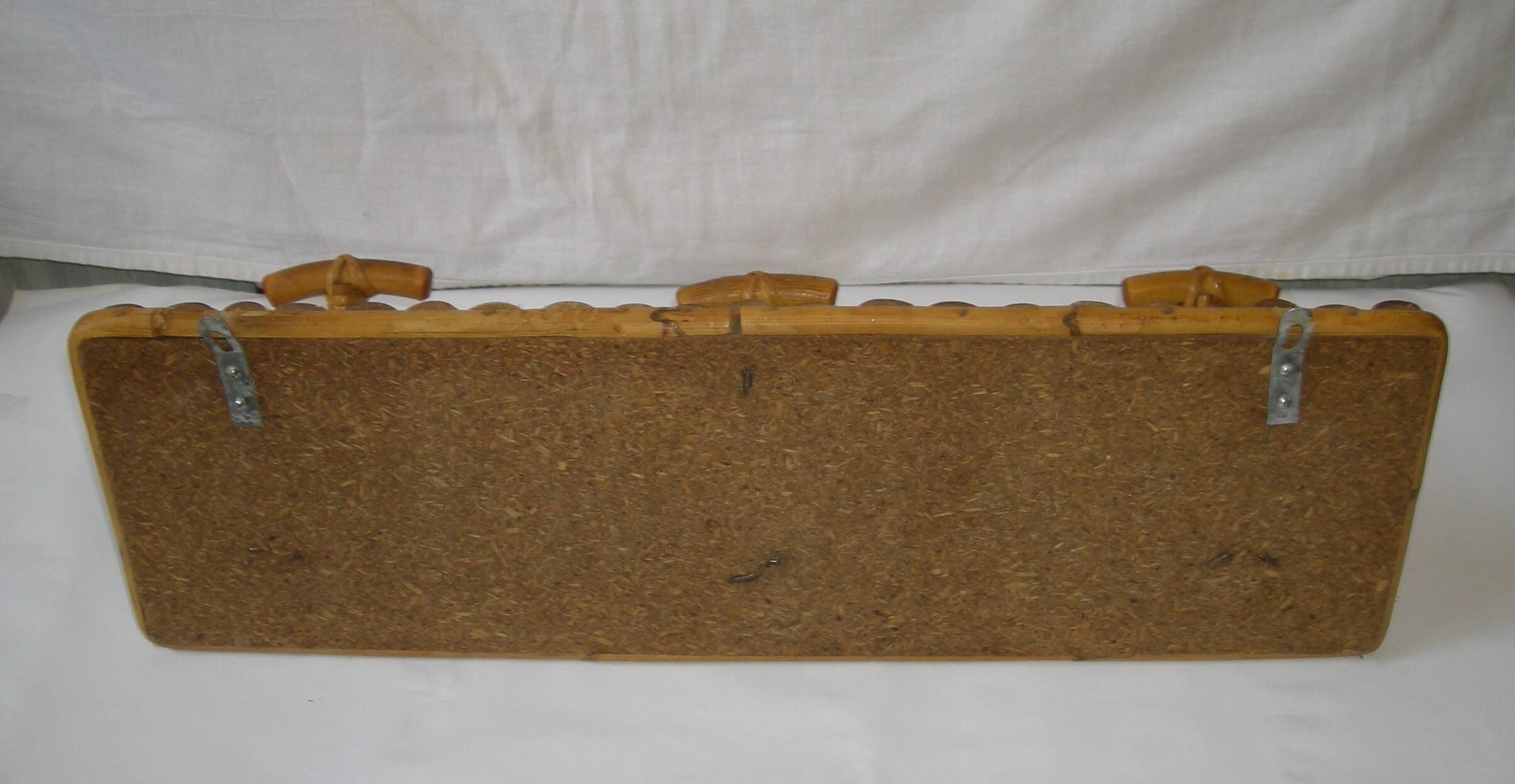1950s bamboo rattan wall coat rack