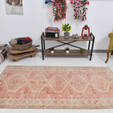 Geometric handmade oushak rug 226x121cm