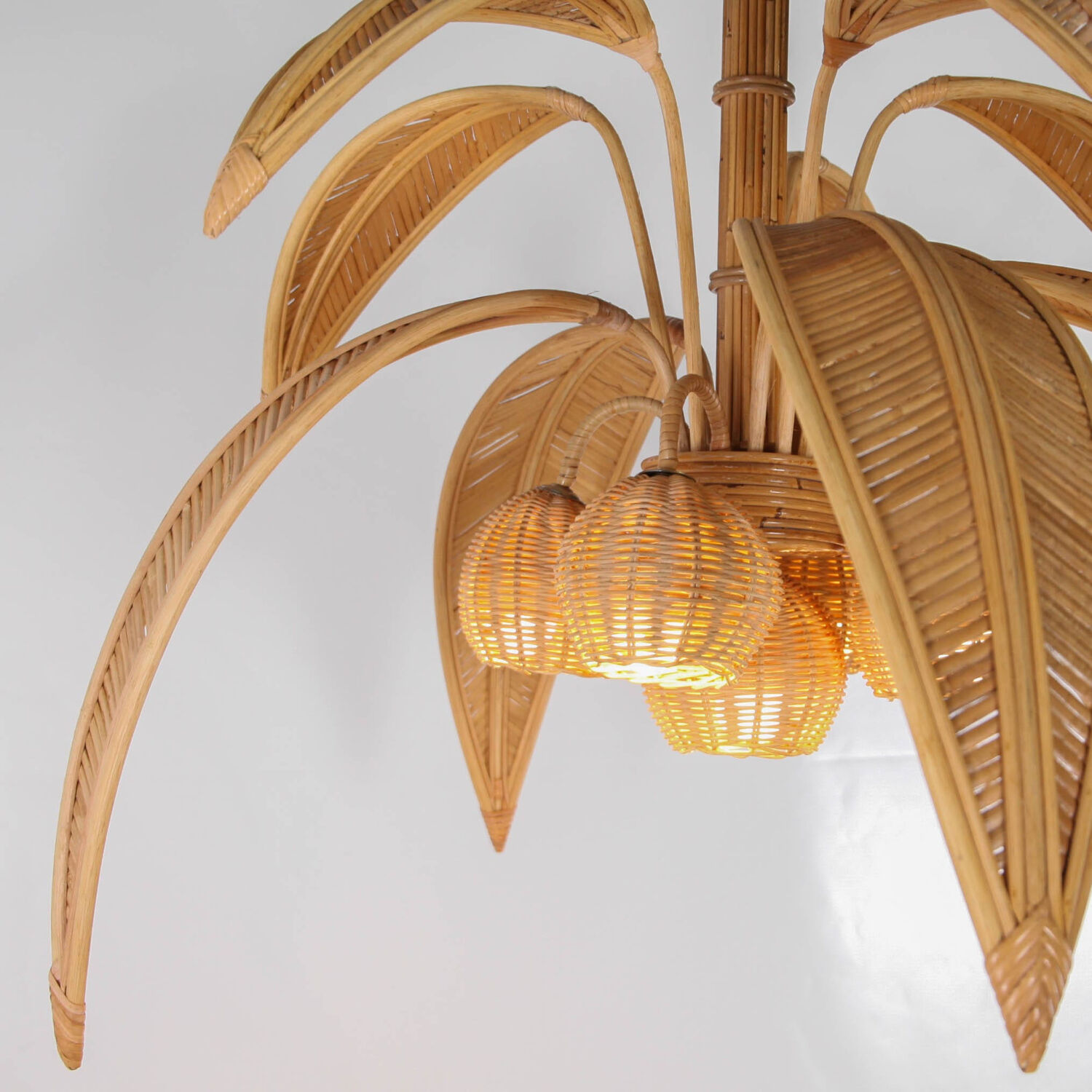 Coconut palm chandelier in rattan