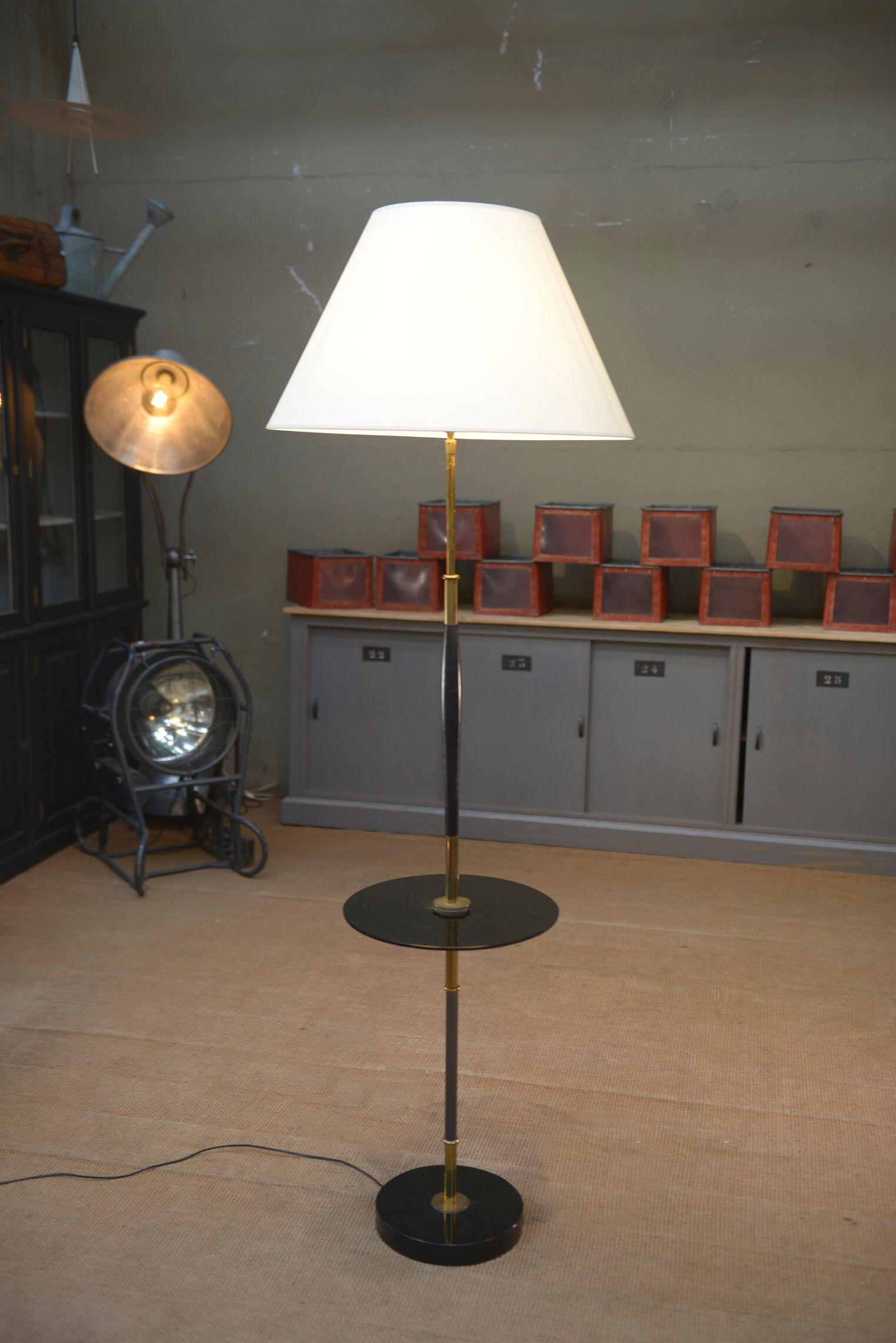 Vintage opaline and glass floor lamp 1960