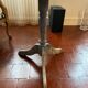 Patinated wooden pedestal table