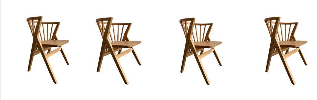 4 V-shaped wooden bistro chairs