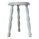 Antique tripod stool, solid wood, blue.