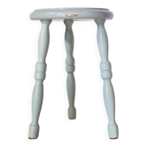 Tabouret ancien tripode bois massif bleu