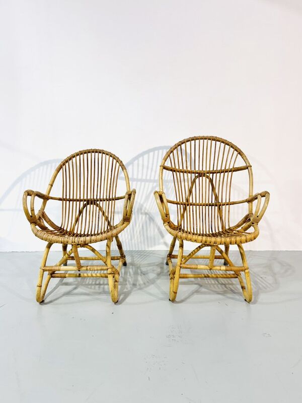 Ensemble de jardin en bambou vintage par Dirk van Sliedrecht pour Rohé Noordwolde, années 70.