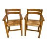 Pair of solid elm armchairs Maison Regain