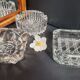 Lot 3 vide-poches verre ciselé