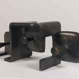 Vintage brutalist bronze candlestick by Wolfgang Bergmeister