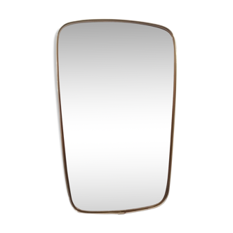 miroir rétroviseur des années 50 en laiton - 57x36cm