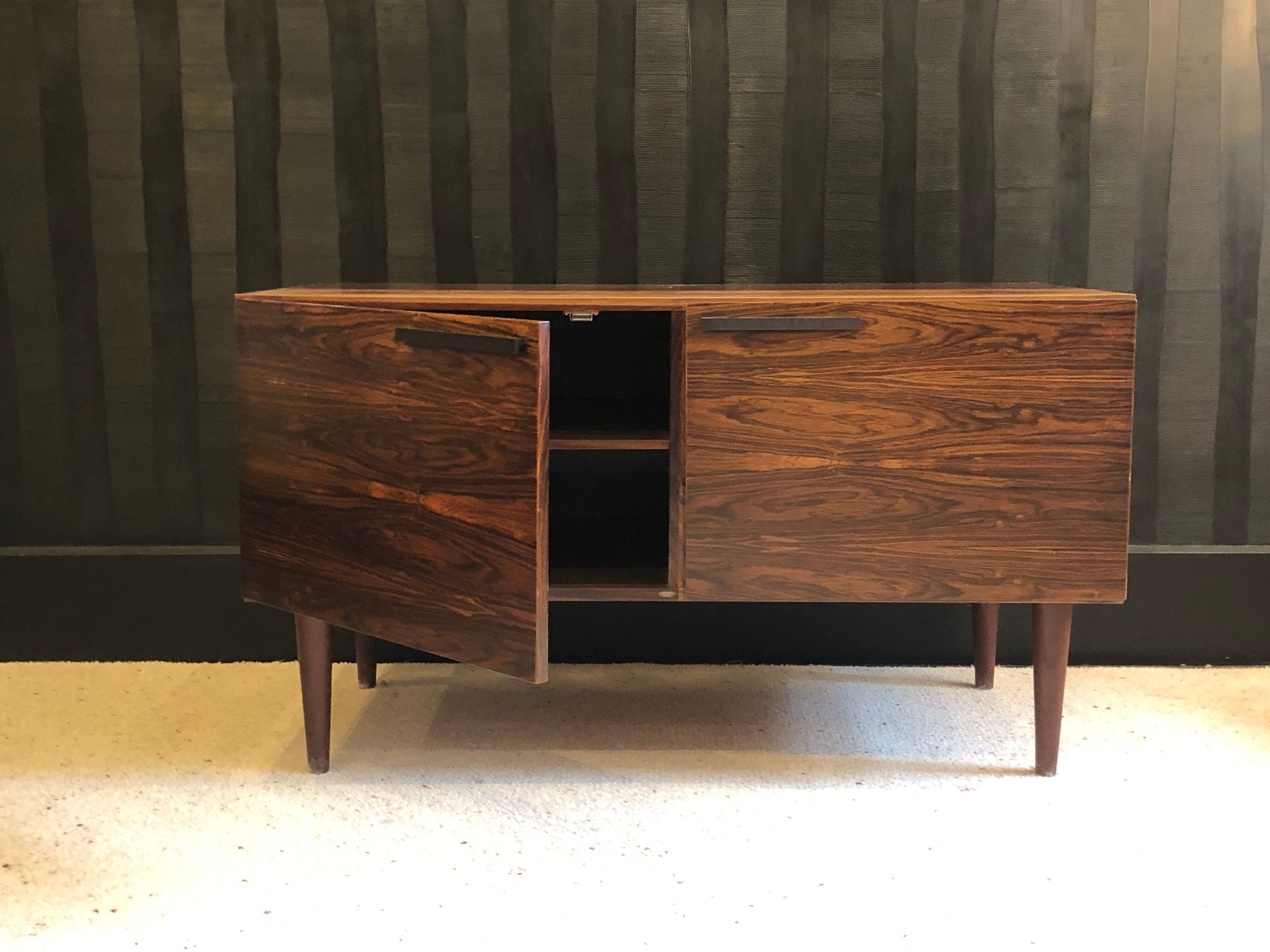 Low scandinavian rosewood sideboard by ib kofod larsen