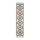 Tapis coureur vintage turc en laine et coton beige noué à la main des années 1970 86x375