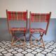 Vintage wooden folding chairs and basque fabric