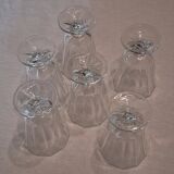 Set of 6 antique faceted stemmed wine glasses in very good condition.