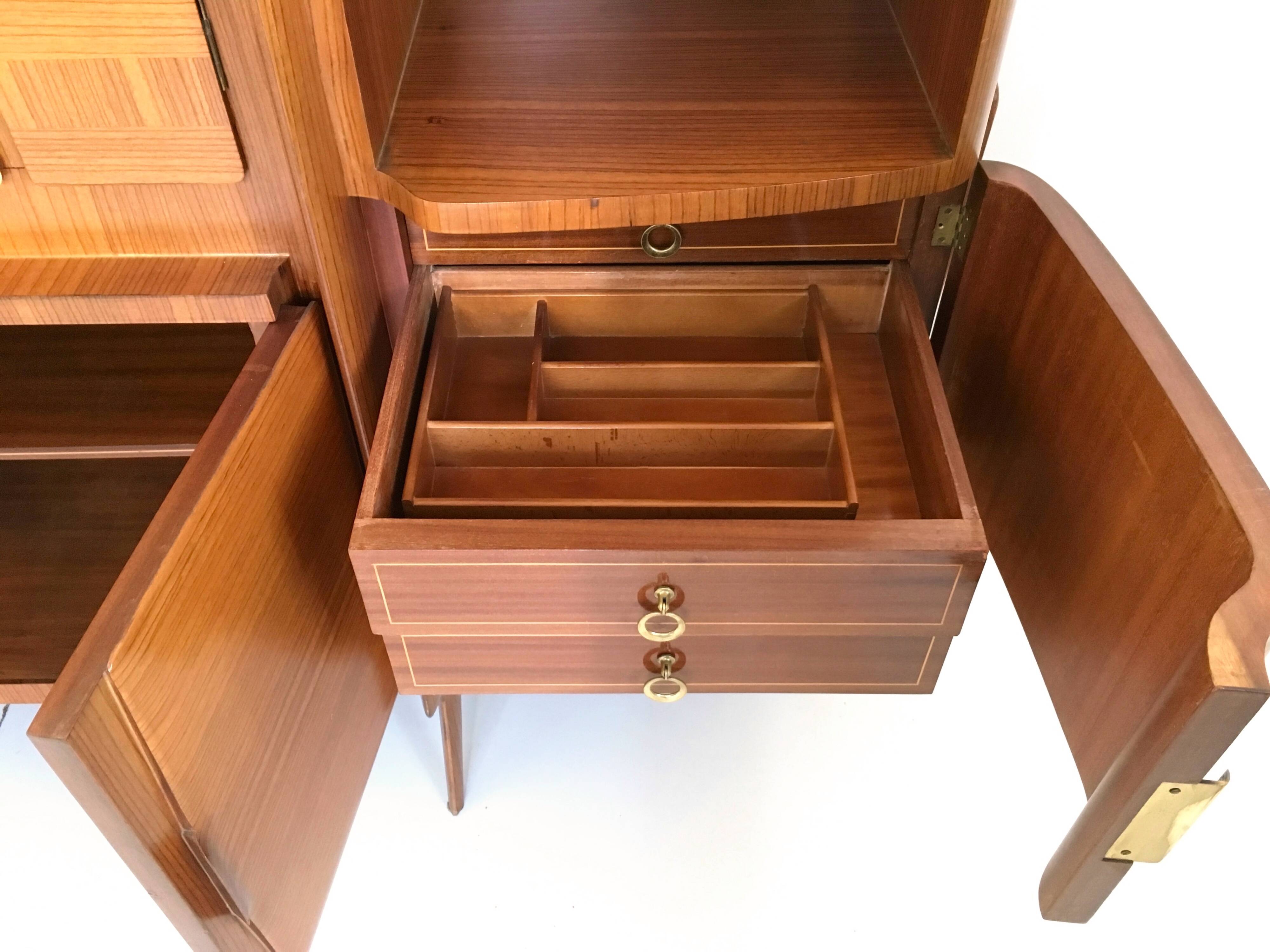 Monumental Wooden Cabinet with Parchment Panels by Gio Ponti, Italy