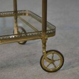 Neoclassical brass and glass serving trolley attributed to Maison Jansen, 1960s