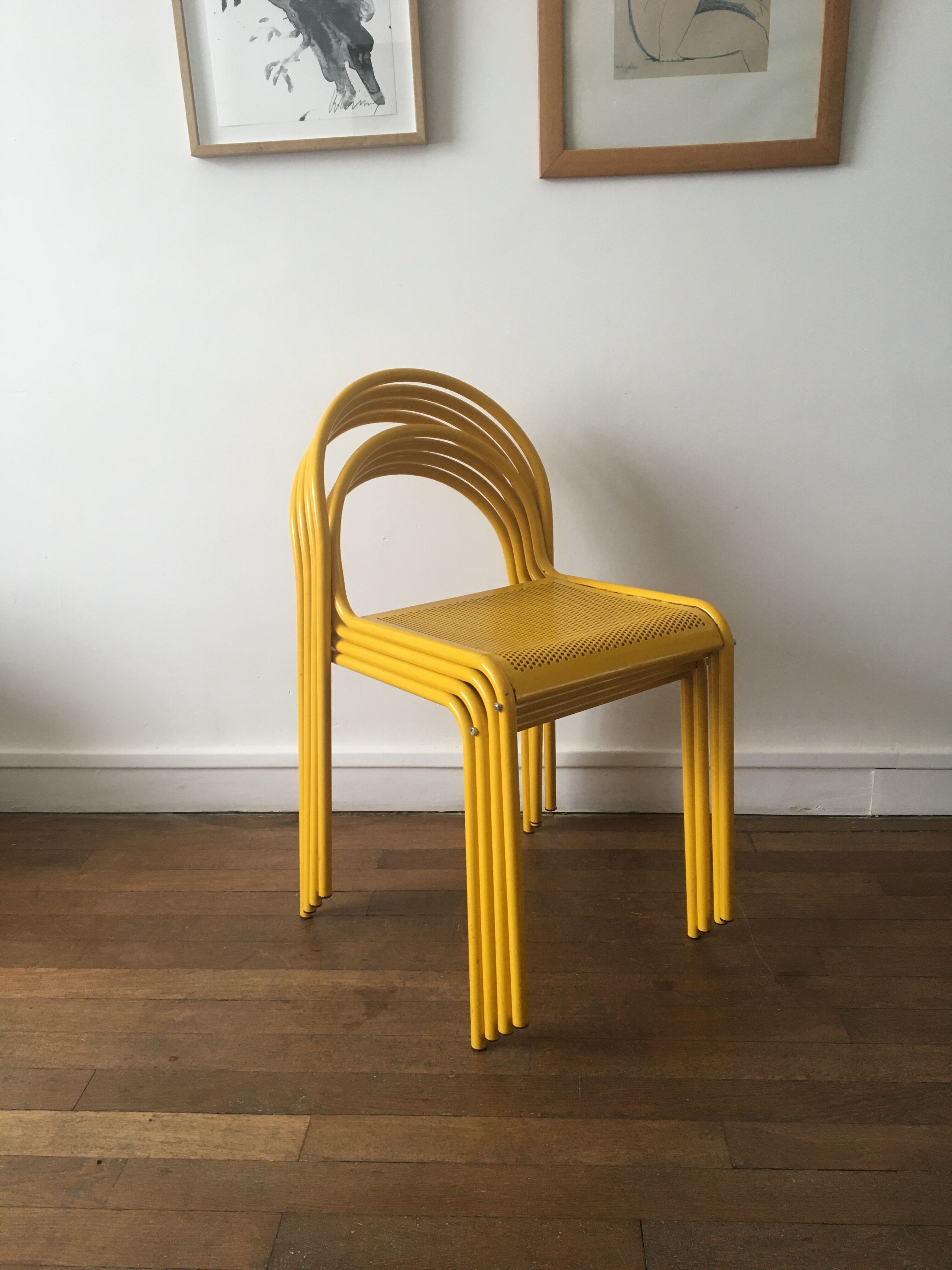 4 vintage metal chairs 1980