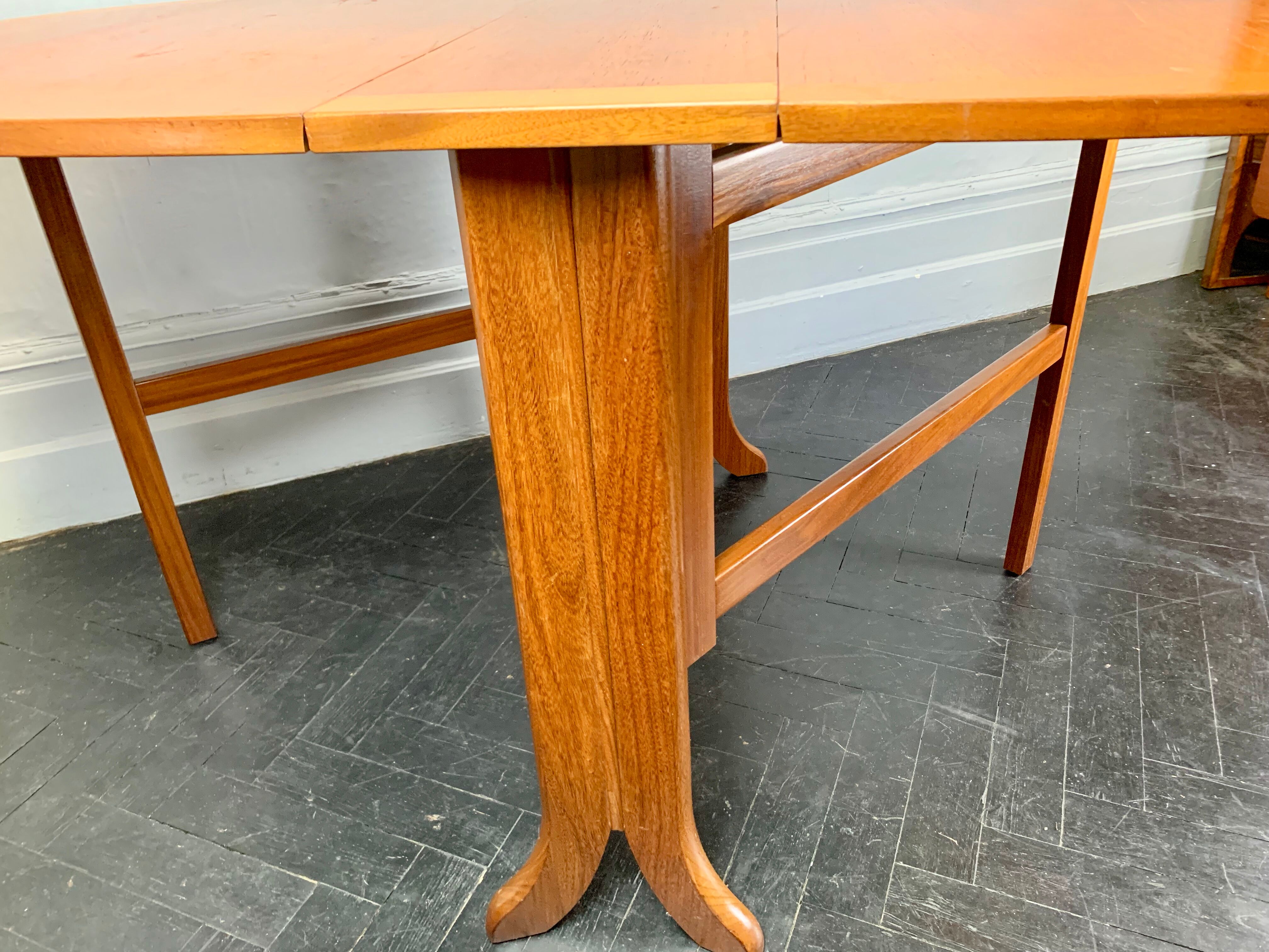 Vintage folding gateleg dining table teak
