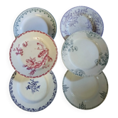 6 antique flat plates in ironstone