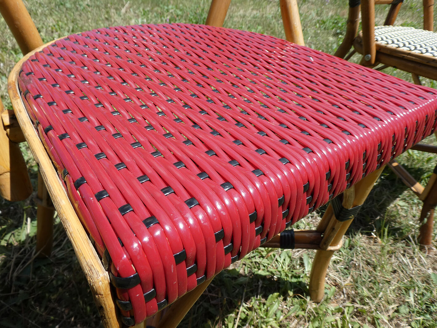 Lot of 4 chairs bistro terrace "Parisian" rattan and braiding