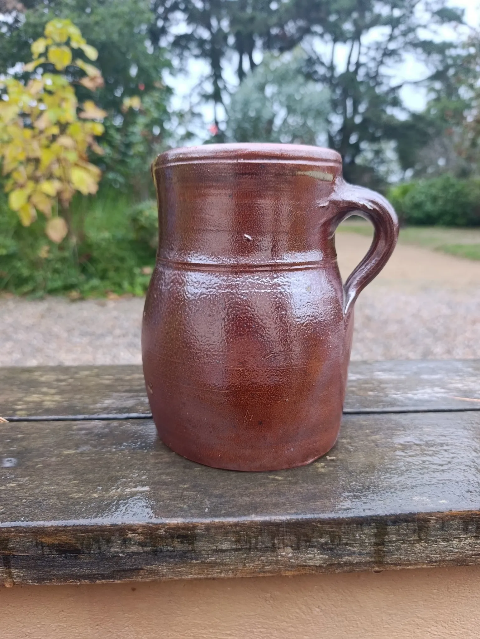 antique glazed stoneware jug / milk pot, late 19th century