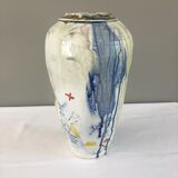Thierry Basile vase in enamelled sandstone with abstract decoration