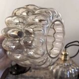 Set of two amber glass pendant lights