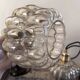 Set of two amber glass pendant lights