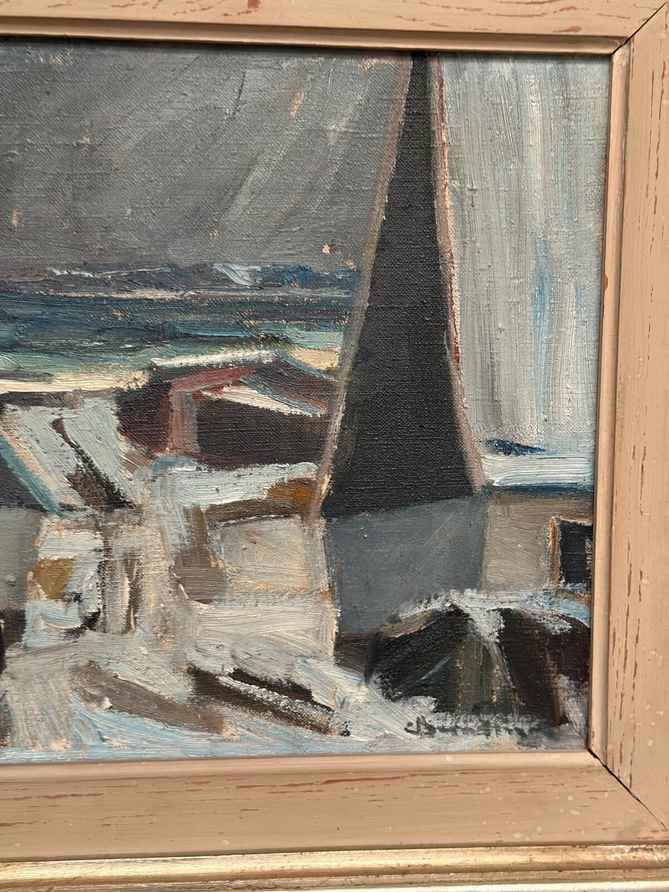 Swedish Oil On Canvas – “Abstract Landscape” By Carl Berndtsson