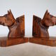 Wooden dog bookends