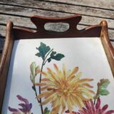 Plateau céramique peinte et bois