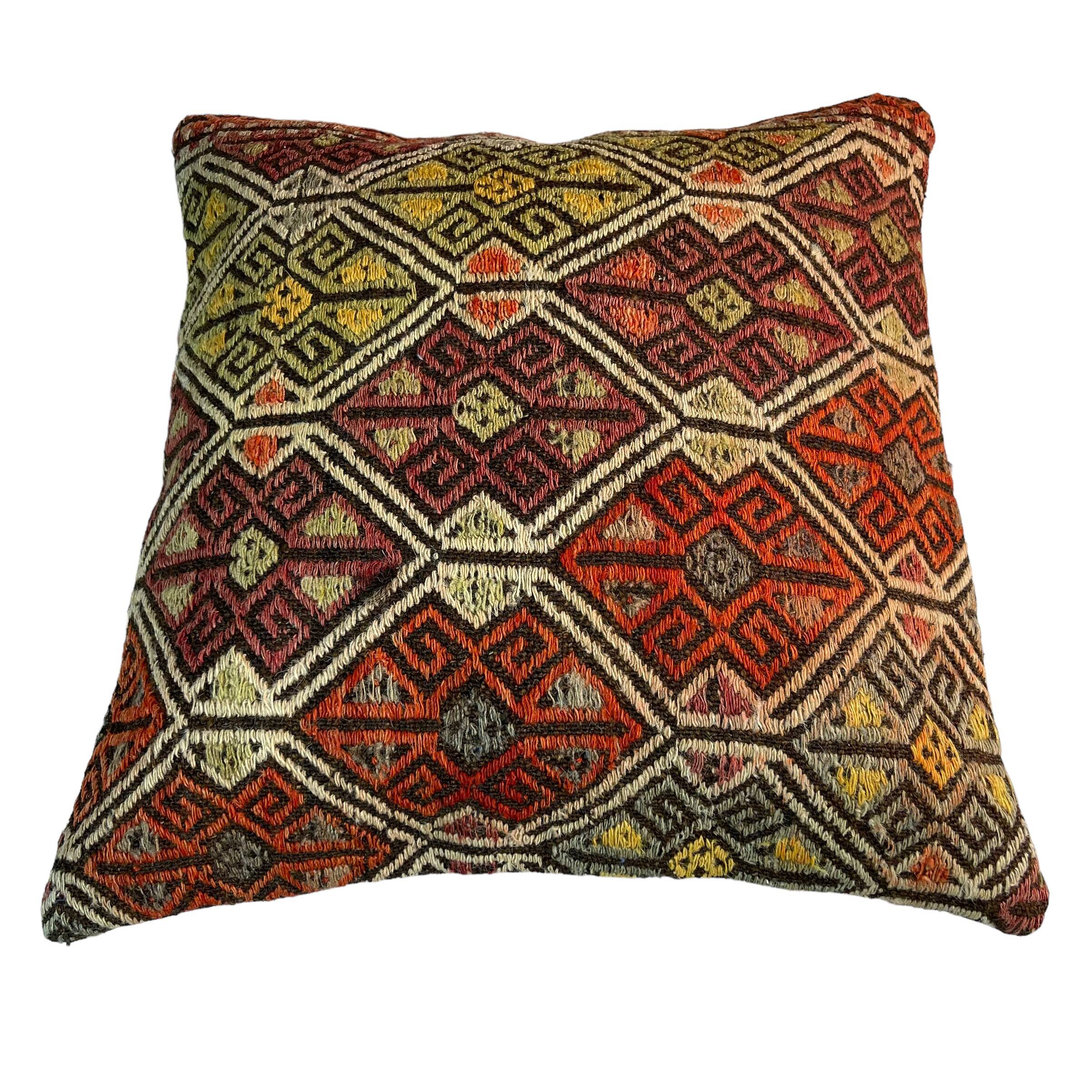 VINTAGE TURKISH KILIM CUSHION COVER , 45 X 45 CM