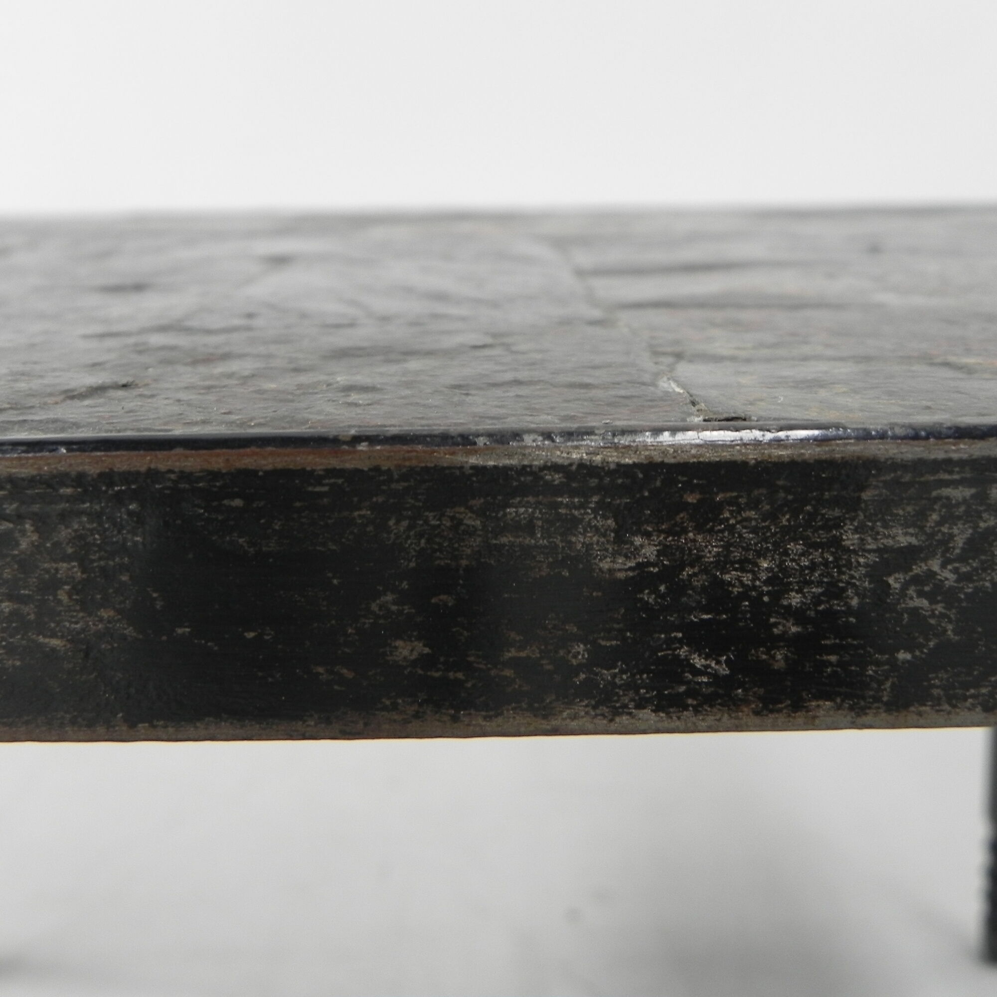 Brutalist coffee table with slate top